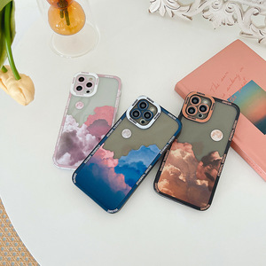 Ins tarzı ay bulut moda marka çerçeve şeffaf telefon kılıfı kapak iPhone 14 yumuşak TPU tampon kılıf ile kamera koruma - Product Image 4