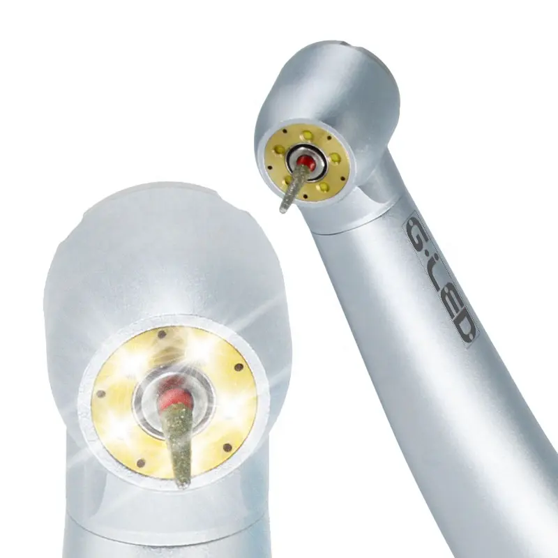 dental 5 LED generator light high speed push button air turbine handpiece with led fiber optic