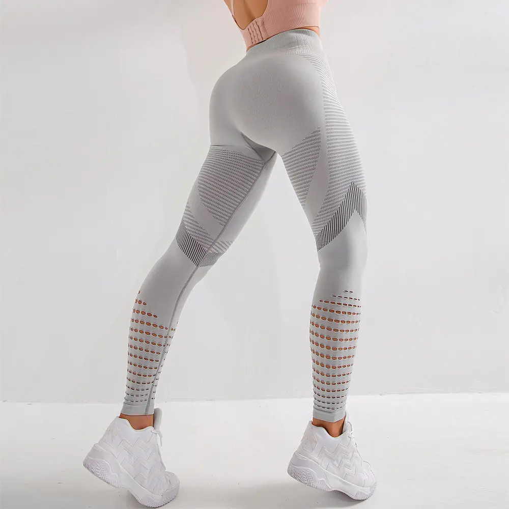 Calça esportiva sem costura do oem, calças de elevação da bunda da malha