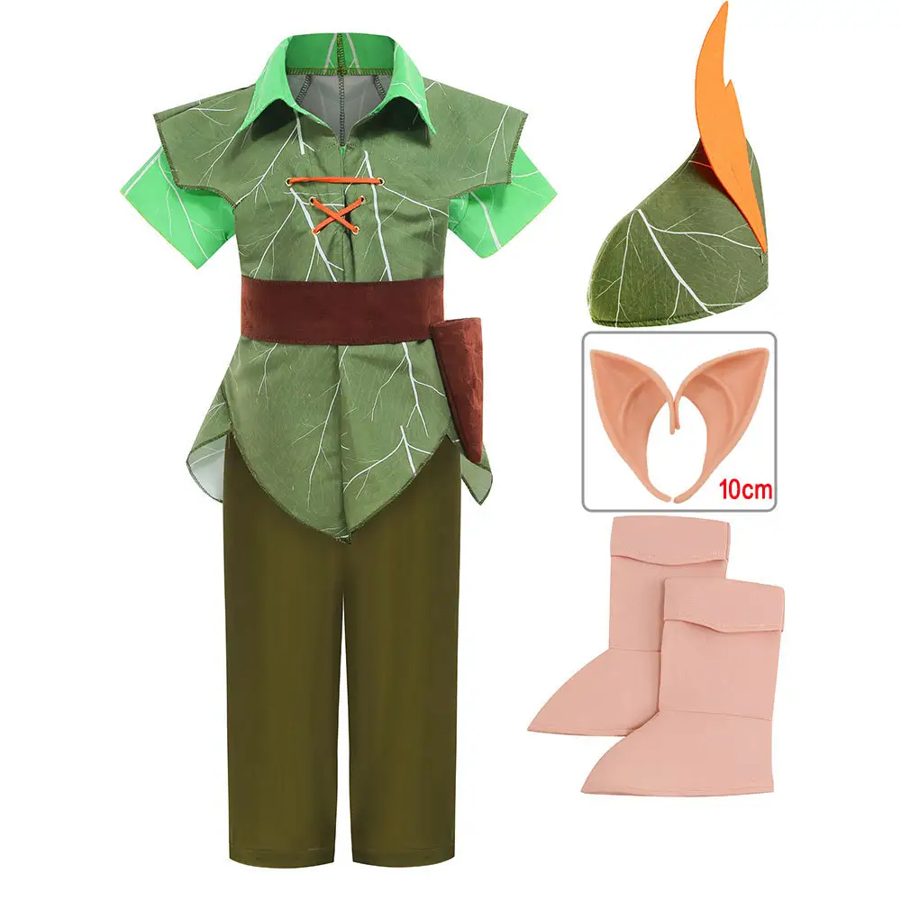 Halloween Traje Crianças Peter Pan Traje para Meninos Fada ELF Trajes Halloween Outfit Cosplay