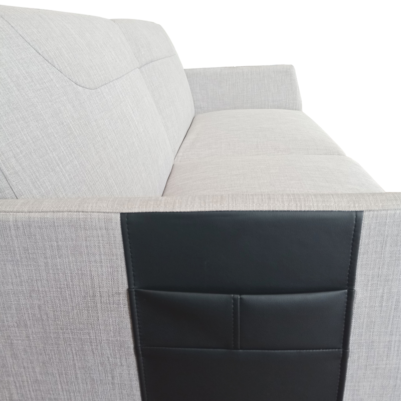 Scandinavian Grey Linen Folding Sofa bed Designed Sofa with Black Side Packets