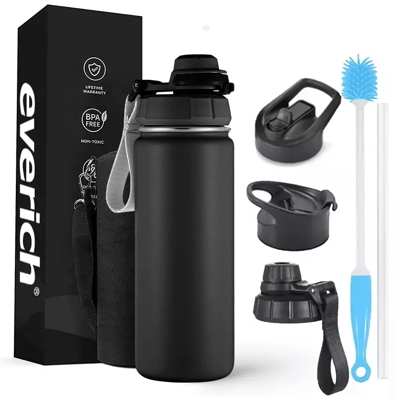 Frasco de vacío de doble pared personalizado de 32oz, 40oz, 64oz, botella de agua deportiva de acero inoxidable aislada, botella de agua con tapa de bloqueo ODM