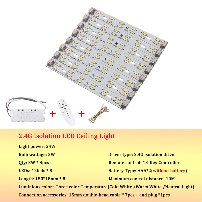 24W dimbare LED-plafondlamp lichtgevend driekleurig aanpassen 5730SMD lichtbronverlichting infraroodregeling slaapkamerdownlight