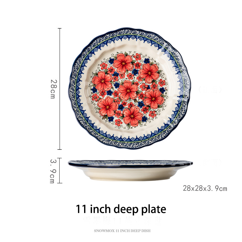 Red 11 inch deep plate