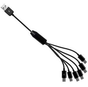 USB 2.0 Type A Male to 6 type-c Male Splitter Y Data Sync and Charge Connector Adapter <strong>Cable</strong> - Product Image 1