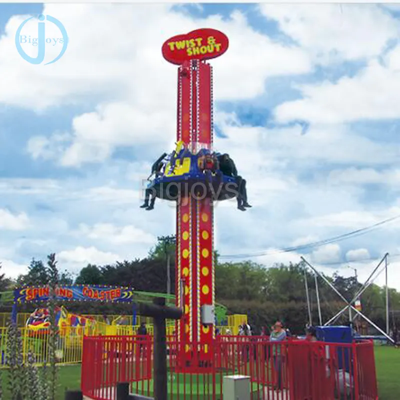 adult thrill ride 10m high free fall rotary tower sky drop tower for amusement park