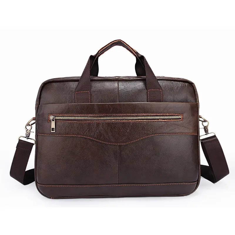 Fashion Men's Genuine Leather Briefcase Business Man Shoulder Bag Crazy Horse Leather Men's Laptop Briefcase