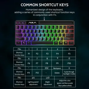 F3061 61キーRGBミニゲームキーボードメカニカルデザイン調整可能照明効果対応PCコンピュータラップトップ携帯電話 - Product Image 3