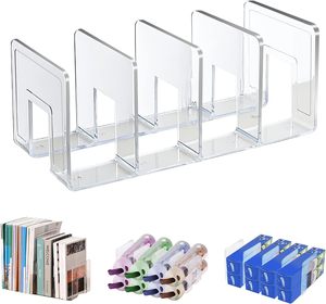 מחזיקי ספרים אקריליק שקופים מחזיקי ספרים מעמד לאחסון קבצים תיקיית קבצי ספרים פקקי קבצים סדרן קבצים ספריית משרד כיתת - Product Image 1