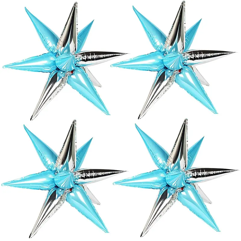 Blaue und silberne Starburst Mylar Luftballons Explosion Point Star Cone Luftballons Globos für Bachelorette Hochzeits feier Dekor