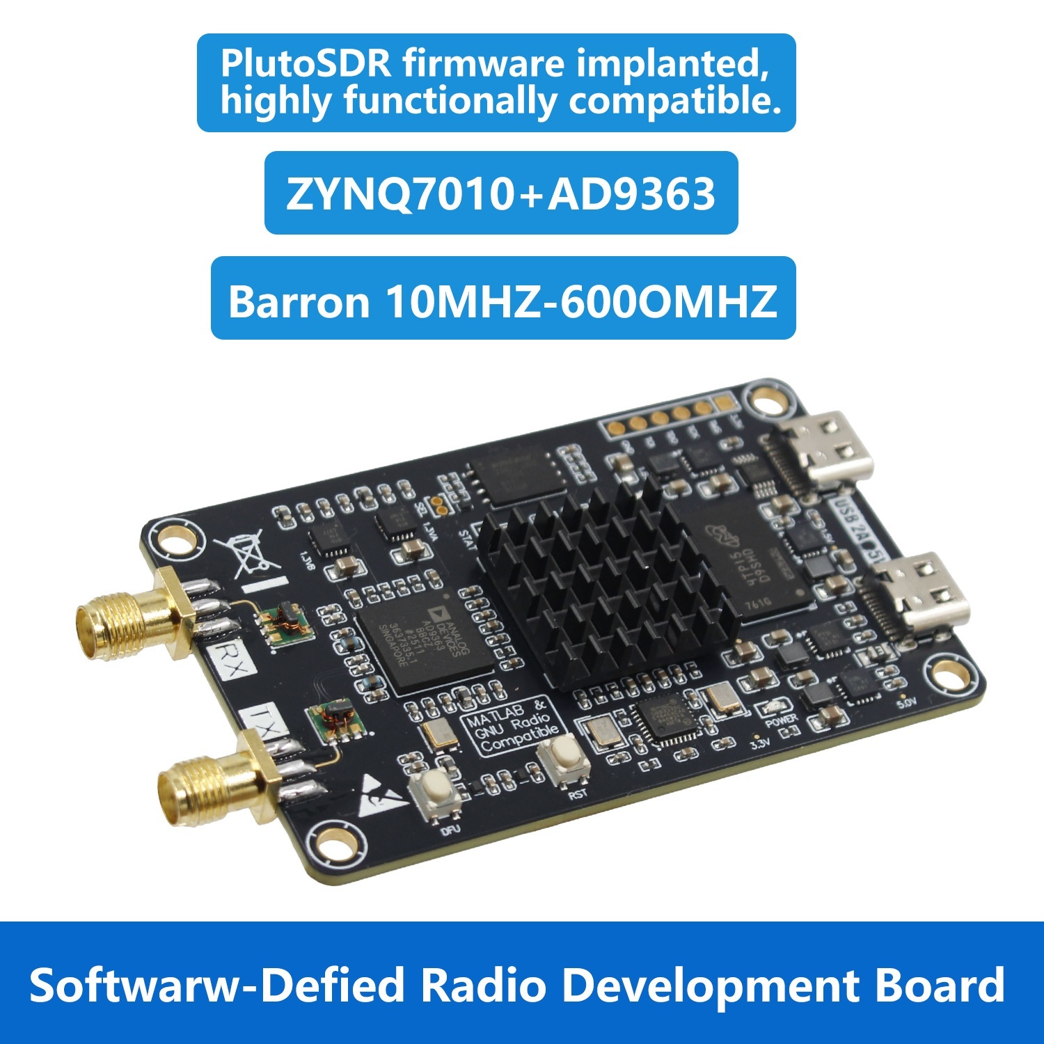 Placa de desarrollo de radio definida por software Black PlutoSDR