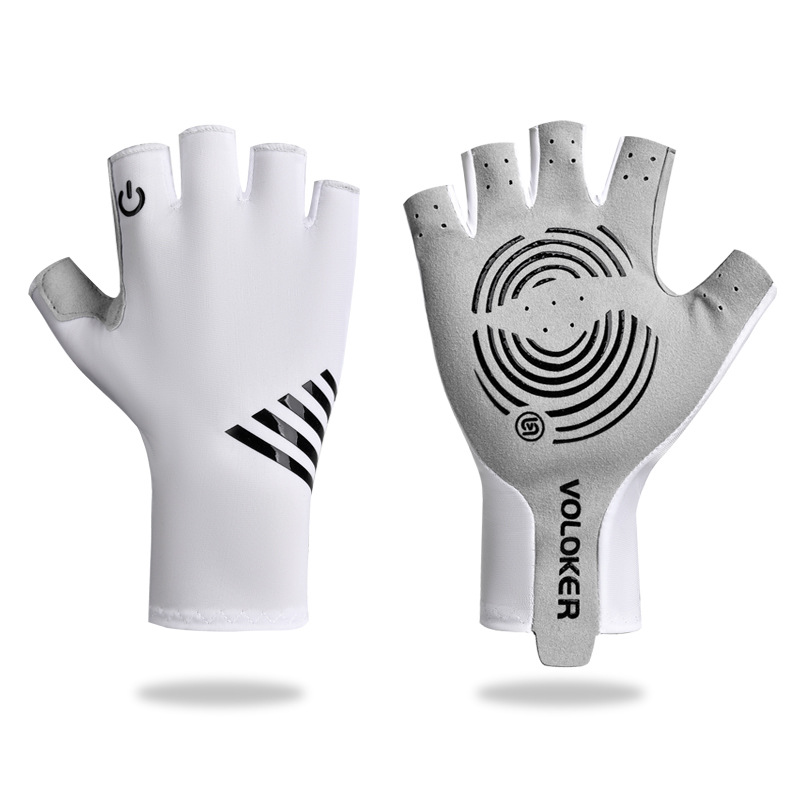 Gants demi-doigts en sergé - blanc