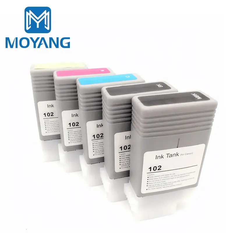 MoYangは、iPF500/iPF510/iPF600/PF610/iPF700/iPF710大判プリンターカートリッジ用のCANON PFI-102インクカートリッジと互換性があります