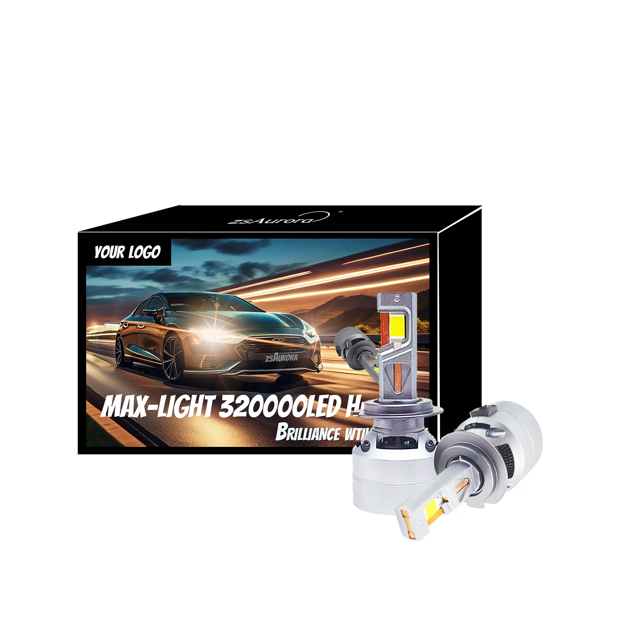 zsAURORA Max Light-320000 פנס LED עמיד למים עמיד h11 נורות לד פנס לד למכוניות H1 H7 H9 H8 9005 HB3 9006 HB4