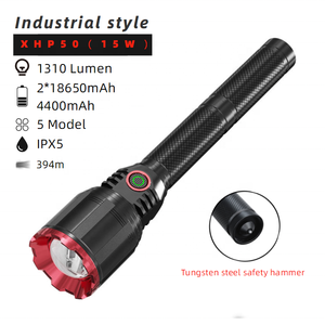 ใหม่1300lm XHP50ไฟฉาย Type-C หางไฟแฟลชแบบชาร์จไฟได้พร้อมไฟฉายฉุกเฉินเหล็กทังสเตนพร้อมค้อนนิรภัย - Product Image 1