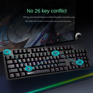 Teclado para juegos con cable de 104 teclas RGB retroiluminado negro blanco PBT ABS Material Oficina ratones Tablet estilo inglés idioma caja computadora - Product Image 3