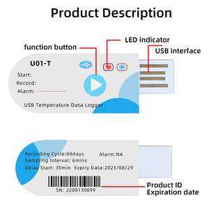 Disposable Paperless <strong>Single</strong> <strong>Use</strong> Humidity <strong>USB</strong> <strong>Temperature</strong> <strong>Data</strong> <strong>Logger</strong> Recorder for Cold Chain Pharma - Product Image 4