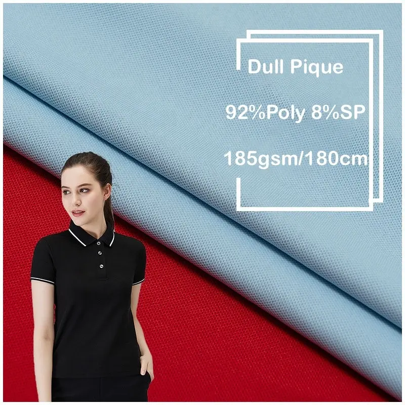 Uniforme de camisetas com absorção de umidade em tecido piquê de algodão para mulheres, 93% poliéster 7% spandex, 160 g/m2