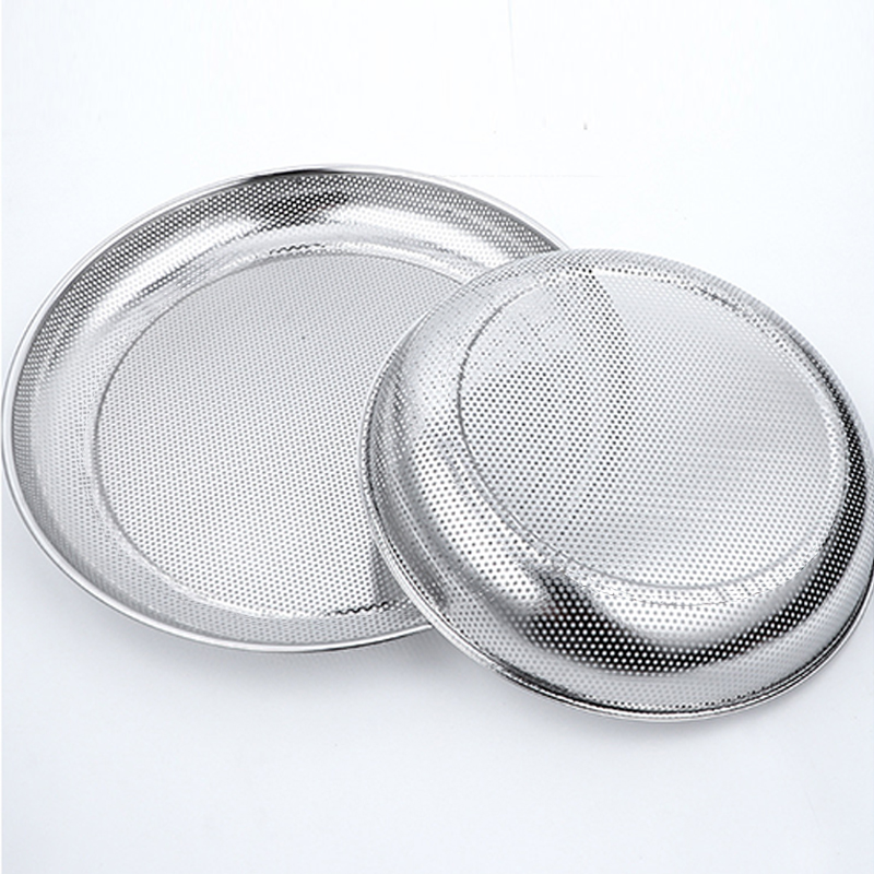 Round Steam Food Tray Multi-purpose Kitchenware Stainless Steel Flat Tray With Dense Holes