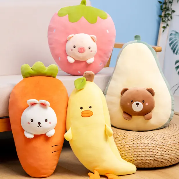 LEMON Botu peluche giocattoli per la casa cuscino simpatico animale di frutta morbido ravanello coniglio Banana anatra bambini che dormono