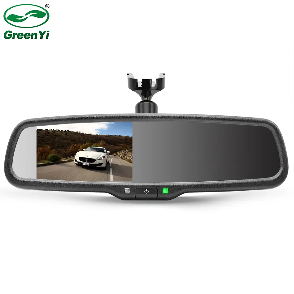 4,3 pulgadas TFT LCD de parabrisas de coche Monitor de espejo retrovisor de montaje de soporte de Monitor con 2CH de entrada de vídeo para el estacionamiento de asistencia