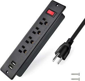 รางปลั๊กไฟมี4ช่องเสียบ AC และ2พอร์ต USB ช่องเสียบไฟตั้งโต๊ะแบบฝังแน่นได้รับการจัดอันดับ125V - Product Image 2