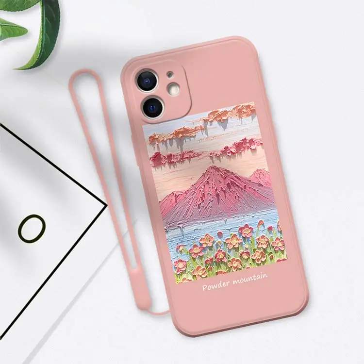 Eenvoudige En Verse Schilderen Kleur Sublimatie Luxe Koreaanse Stijl Telefoon Gevallen Met Riem Voor Iphone 14