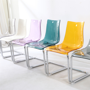 Grosir furnitur rumah Modern klasik Nordik sandaran bingkai logam krom transparan akrilik bening kursi makan - Product Image 1