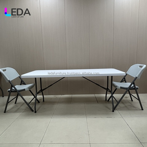 LEDA Modelos explosivos Mesas rectangulares plegables Mesas plegables multifuncionales para fiestas de deshierbe Comedor Mesas plegables blancas - Product Image 6