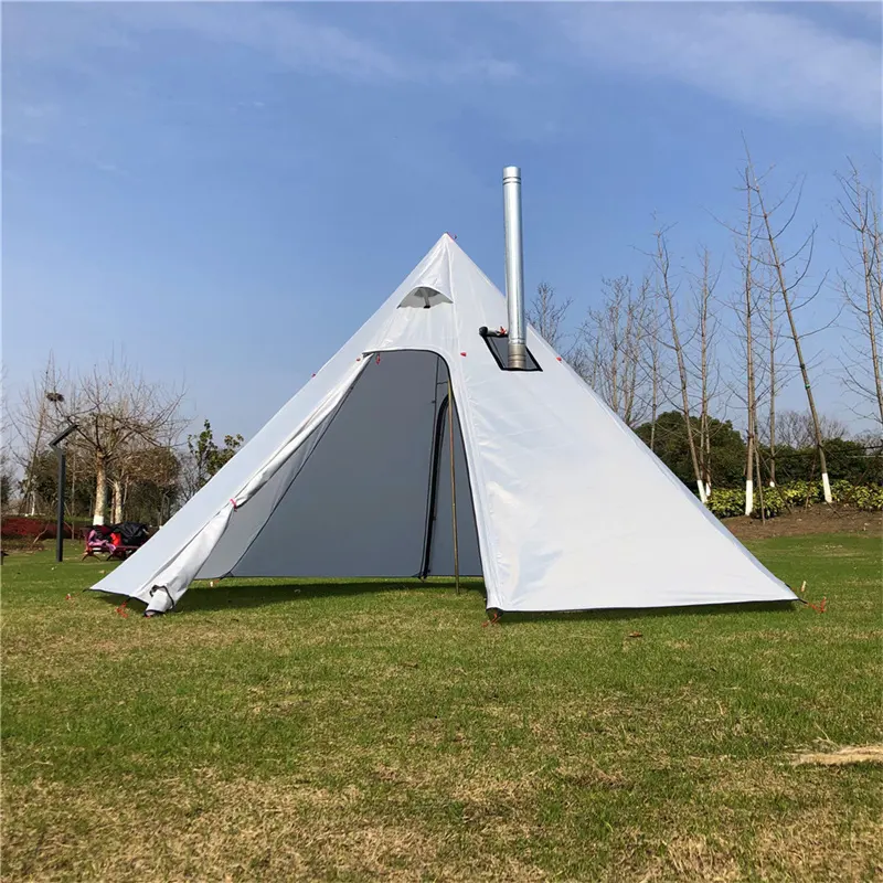 Tente pyramidale de grande taille avec un trou de cheminée ultraléger Camping extérieur tipi auvents abri tente de randonnée