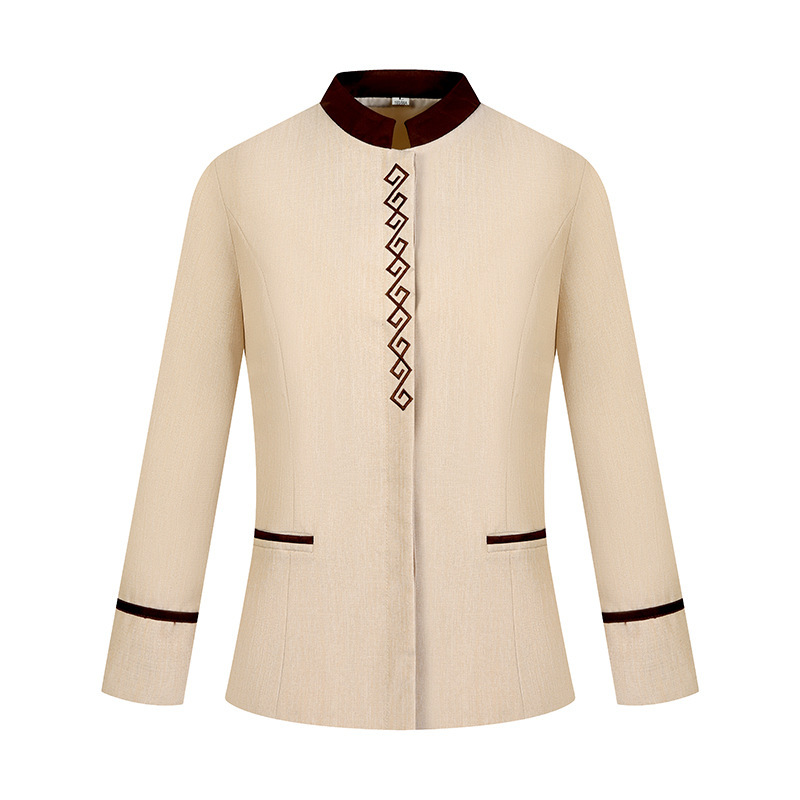 Top beige à boutonnage simple
