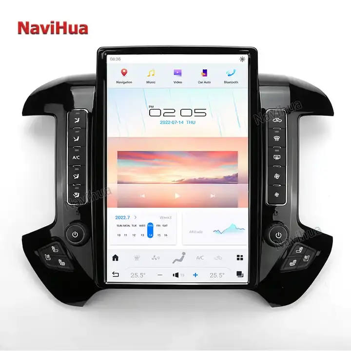 NaviHua 14,4 дюймов Tesla экран Android автомобильное радио для GMC Sierra Chevrolet Silverado 2014 2018 Carplay головное устройство GPS навигация