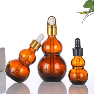 เครื่องสําอางหรูหรา 10 ml 20 ml 30 ml 50 ml 100 ml ขวดปิเปตรูปมะระ 30 ml ขวดหยดแก้วอําพันสําหรับน้ํามันหอมระเหย - Product Image 3