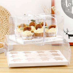 纸杯蛋糕包装盒4件6件12件蛋糕蛋糕包装用塑料透明窗包装盒 - Product Image 5