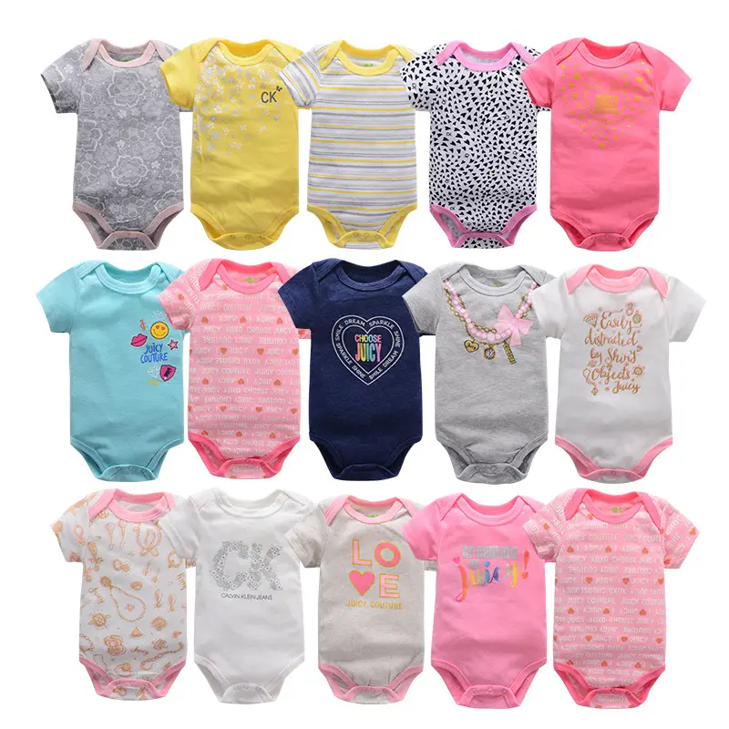 Vente en gros de vêtements personnalisés pour bébé, imprimé naturel, mignon, barboteuse à manches courtes, vêtements d'été pour bébé garçon