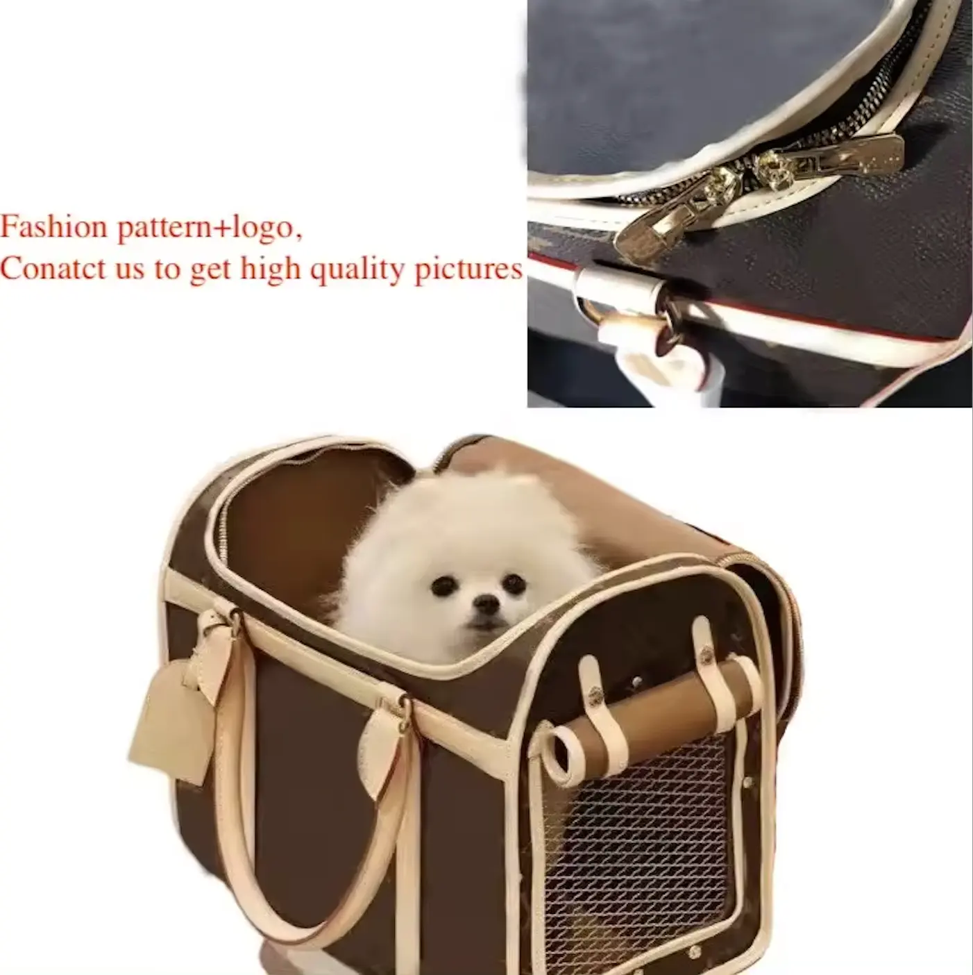 Tas Travel hewan peliharaan kulit High-end desain mewah pabrikan Logo kustom selempang pembawa anjing pembawa kucing