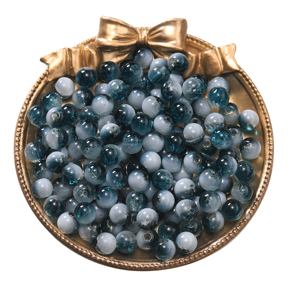 8mm Glass Milk Foam Shattered Beads - Dark Blue