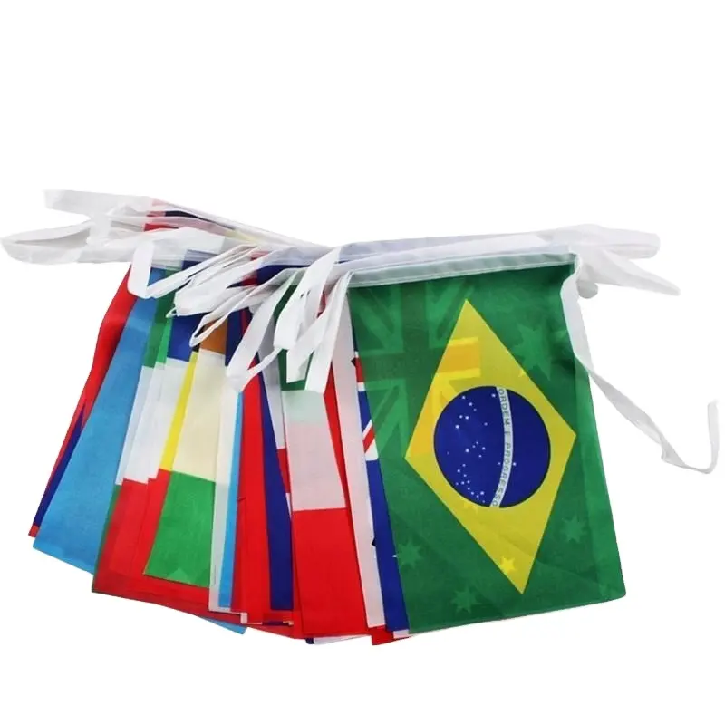 Bandeira de futebol por atacado 32 equipes bandeira nacional país bandeira mundial bandeira de corda 14x21cm