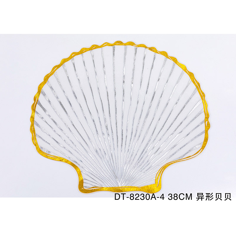 Sea Shell Shape Irregular Cute Gold Dinning PVC Plastic Placemats