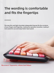 Juego de ratón con teclado inalámbrico de máquina de escribir colorida, teclado de tamaño completo de 104 teclas, combinación de teclado y ratón de oficina inalámbrico Retro - Product Image 5