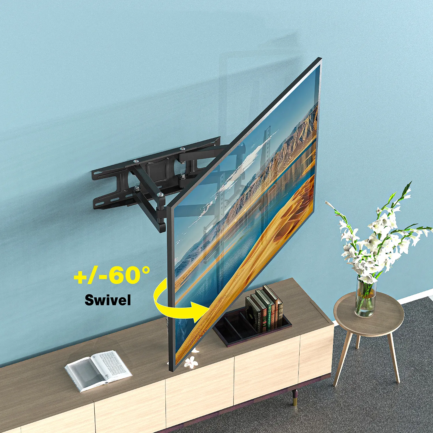 Charmount Long Distance Soporte Para Metal TV Bracket 40-75 Inch LED LCD Swivel TV Bracket Wall Mount