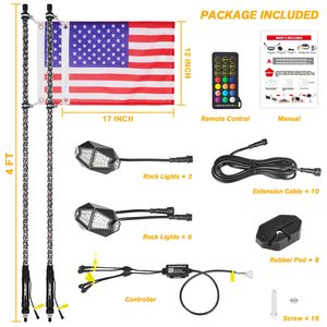 NEWWIND Aluminum Whip Light APP Control Chasing Strobe Stack <strong>LED</strong> Whip With 4/<strong>6</strong>/8Pod Rock Light <strong>Kit</strong> for UTV ATV Polaris Off Road - Product Image 3