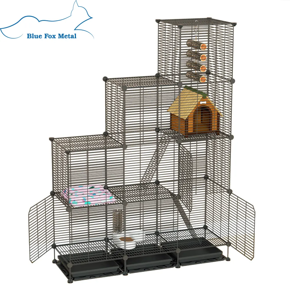 Large Indoor Pet Metal Breeding Cages Grid Crate For Hamster, Rabbit, And Small Animals
