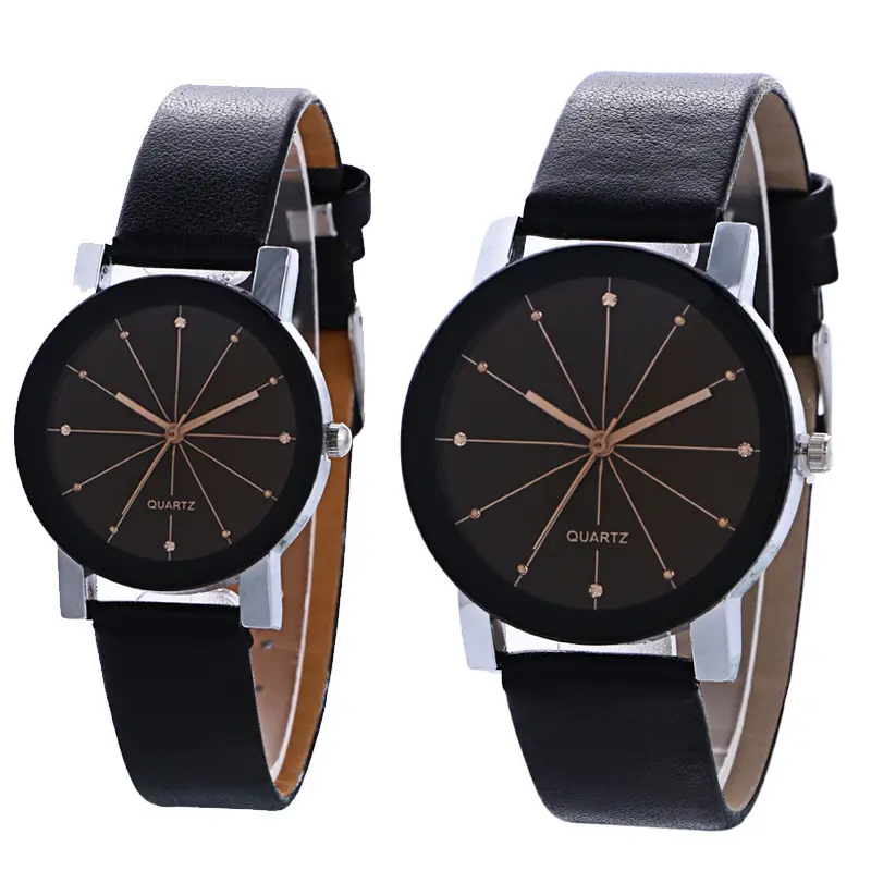 Grossista a buon mercato carino coppia di orologi per coppie cinturino in pelle casual quarzo romantico coppia di orologi elettronici