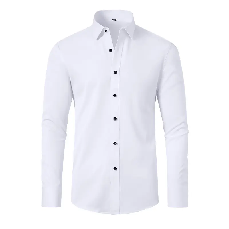 Camisas de manga larga para hombre, blusas ajustadas informales de negocios a la moda, camisas de negocios de oficina para hombre 2022