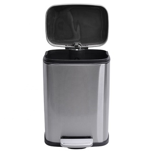 5L temelleri paslanmaz çelik dikdörtgen yumuşak yakın çöp tenekesi adım çöp tenekesi pedallı çöp kutusu - Product Image 4