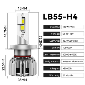 BMW E60/E30 Canbus LED 칩 H1/<span class=keywords><strong>H4</strong></span>/H7/H11 110W 아우디 골프 X5 A4 자동차 헤드 라이트 12-24V 용 고출력 9005/9006 소켓 전구 - Product Image 2