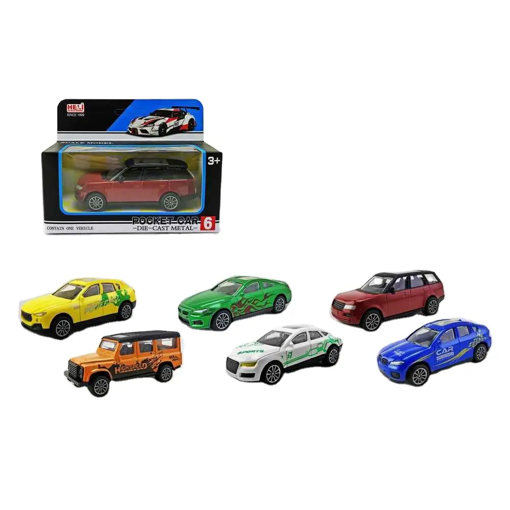 Modello pressofuso di emulazione in scala 1:43 di alta qualità giocattoli 6 auto per bambini