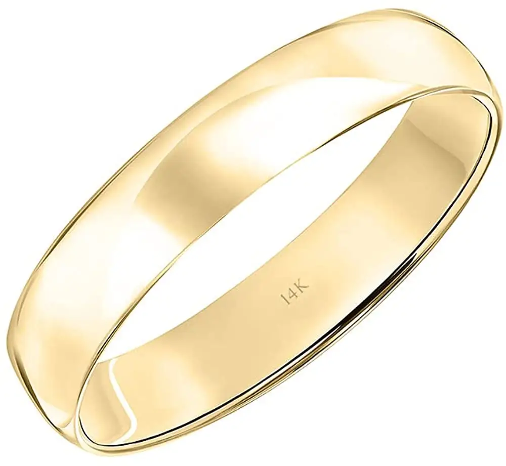 แหวนแต่งงานเรียบๆคลาสสิกน้ำหนักเบา4มม.,แหวน AAA GEMS Solid 10K 14K สีโรสโกลด์สีขาวสีเหลืองทองสำหรับผู้ชาย