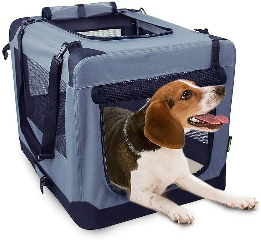 KOSTENLOSE MUSTER Soft Pet Crates Kennel 3-türiger Soft Sided Folding Travel Pet Carrier mit Riemen und Fleece matte für Hunde Katzen Kaninchen